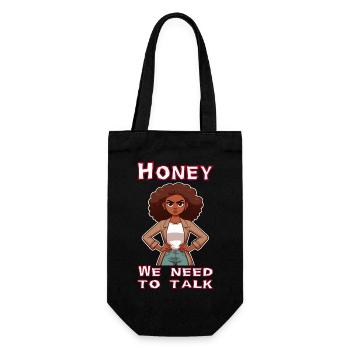 Honey we need to talk - Gift Bag for Bottles - black - Front