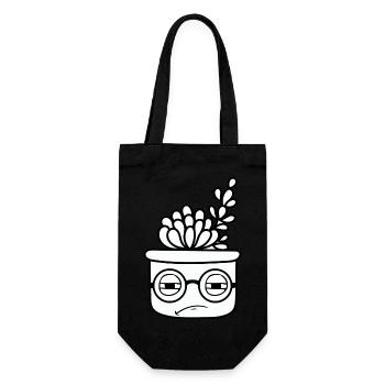 Cooler Kaktus mit Brille - Geschenkbeutel für Flaschen - Schwarz - Vorne