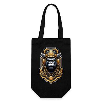 gorille avec chaine en or - Sac à bouteille - noir - Devant