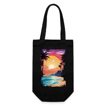 Strandurlaub Sonne Meer - Geschenkbeutel für Flaschen - Schwarz - Vorne
