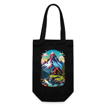 Mountain Nature Hiking Climbing Lake - Gift Bag for Bottles - black - Front