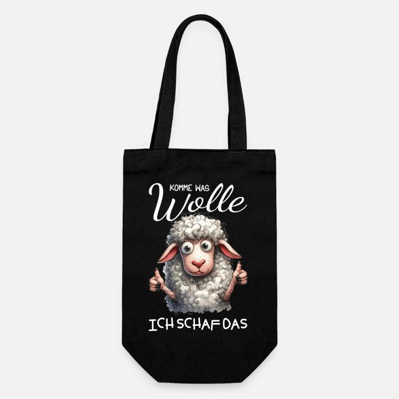 Komm Wolle Ich Schaf Das - Geschenkbeutel für Flaschen - Schwarz