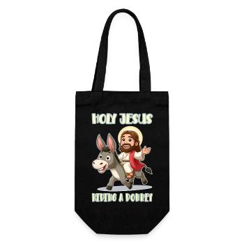 Holy Jesus riding a donkey - Gift Bag for Bottles - black - Front