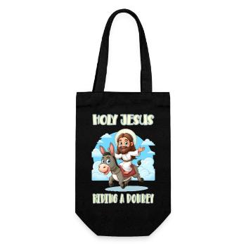 Holy Jesus riding a donkey - Gift Bag for Bottles - black - Front