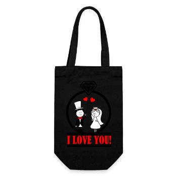i love you 2 - Gift Bag for Bottles - black - Front