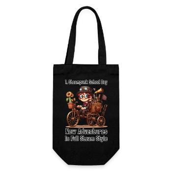 Erster Steampunk Schultag - Geschenkbeutel für Flaschen - Schwarz - Vorne