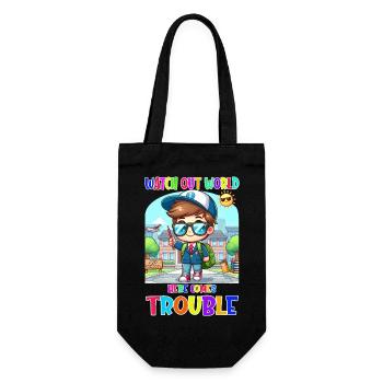 Watch out world - here comes trouble - Gift Bag for Bottles - black - Front