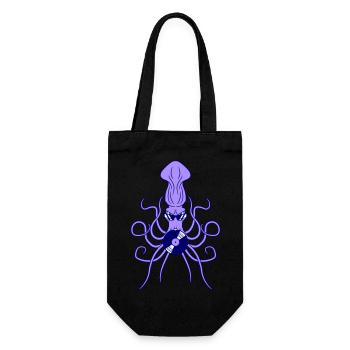Kraken Oktopus Kalmar Tintenfisch Schallplatte - Geschenkbeutel für Flaschen - Schwarz - Vorne
