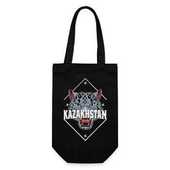 Kasachstan Souvenir Herkunft Schneeleopard - Geschenkbeutel für Flaschen - Schwarz - Vorne