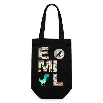 EMIL - Beautiful boy name with dinosaur - Gift Bag for Bottles - black - Front