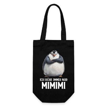 Pinguin Vogel Küken Ich höre immer nur Mimimi - Geschenkbeutel für Flaschen - Schwarz - Vorne
