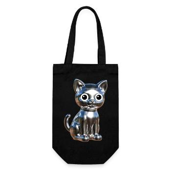 Metallic Chrom Elegance - Geschenkbeutel für Flaschen - Schwarz - Vorne