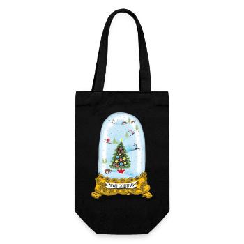 Weihnachten Schneekugel - Geschenkbeutel für Flaschen - Schwarz - Vorne