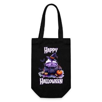 Halloween – Happy Halloween Hexenküche Hexenkessel - Geschenkbeutel für Flaschen - Schwarz - Vorne