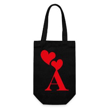 Red Heart Letter - Gift Bag for Bottles - black - Front