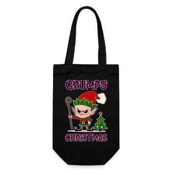 Grumpy Christmas Elf - Gift Bag for Bottles - black - Front