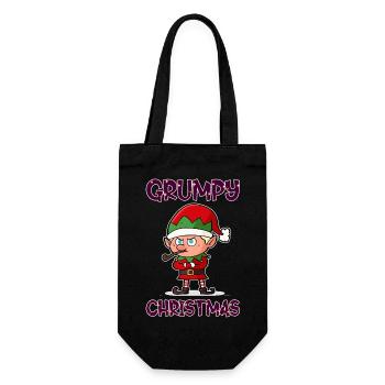 Grumpy Christmas Elf - Gift Bag for Bottles - black - Front