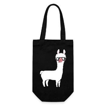 Llama Nerd Geek Lunettes à monture de corne Smart Funny Grimace - Sac à bouteille - noir - Devant
