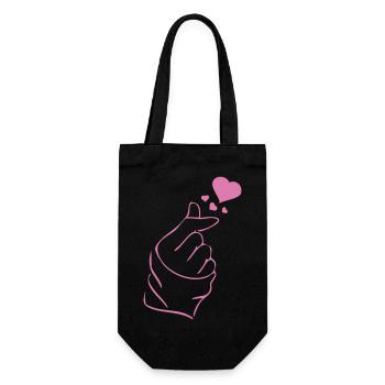 Finger heart k-pop K-drama 2 couleurs custom - Sac à bouteille - noir - Devant