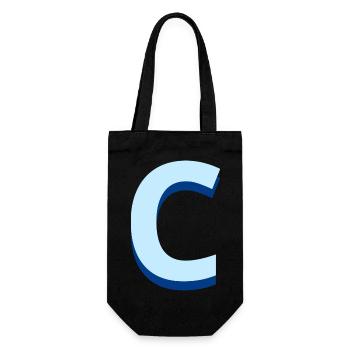 Pop und moderner blauer Buchstabe c - Geschenkbeutel für Flaschen - Schwarz - Vorne