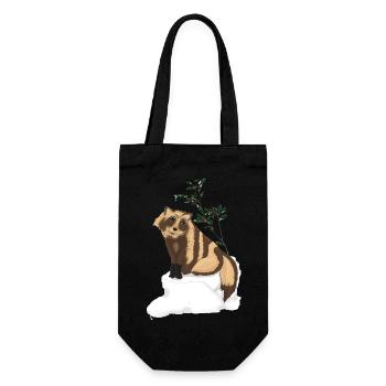 Tanuki under the mistletoe - Gift Bag for Bottles - black - Front