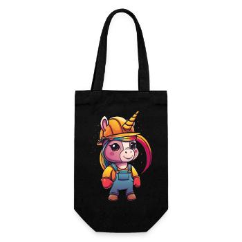 Cute Unicorn Construction Worker - Geschenkbeutel für Flaschen - Schwarz - Vorne