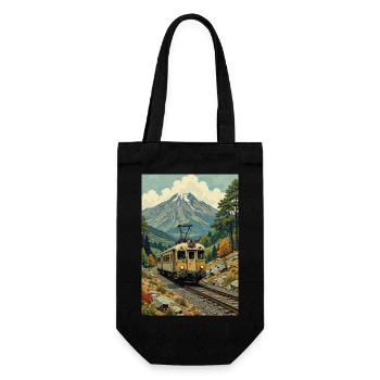 Retro Zug Bild - Geschenkbeutel für Flaschen - Schwarz - Vorne