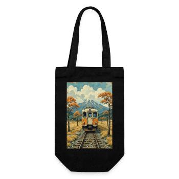 Retro Zug Bild - Geschenkbeutel für Flaschen - Schwarz - Vorne