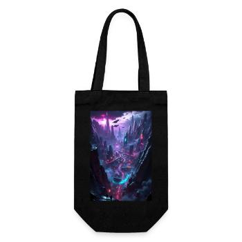 A city in the cyberpunk valley - Gift Bag for Bottles - black - Front