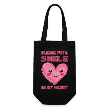 Please put a smile in my heart - Gift Bag for Bottles - black - Front
