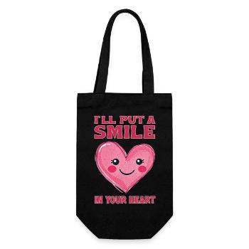 I'll put a smile in your heart - Geschenkbeutel für Flaschen - Schwarz - Vorne
