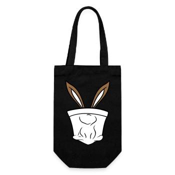 Hase Hasenohren Loch versteckt Tasche lustig süß - Geschenkbeutel für Flaschen - Schwarz - Vorne