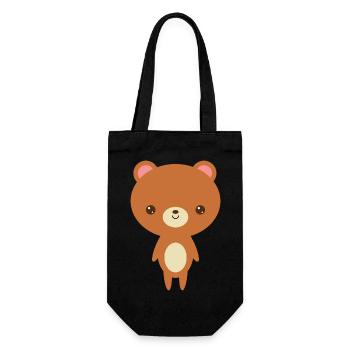 brown teddy bear - Gift Bag for Bottles - black - Front