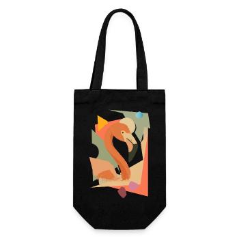 Flamingo in geometric-abstract style - Gift Bag for Bottles - black - Front