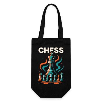 Königszug – Schach trifft Stil - Geschenkbeutel für Flaschen - Schwarz - Vorne