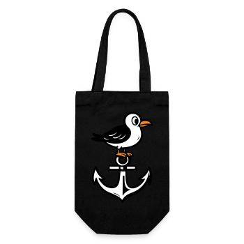 Seagull Anchor Comic - Gift Bag for Bottles - black - Front