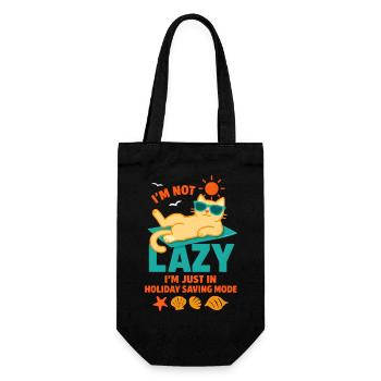 Lazy - Cat in holiday economy mode - Gift Bag for Bottles - black - Front