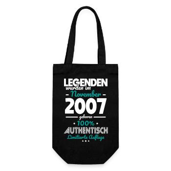 18th Birthday - Legends were made in November 2007 - Gift Bag for Bottles - black - Front