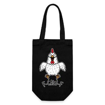 Fcawf Huhn verrückt Henne Hahn Meme Gockel F-CAW-F - Geschenkbeutel für Flaschen - Schwarz - Vorne