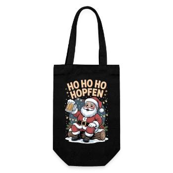 Nikolaus Ho Ho Hopfen Lustiges Bier Weihnachten - Geschenkbeutel für Flaschen - Schwarz - Vorne