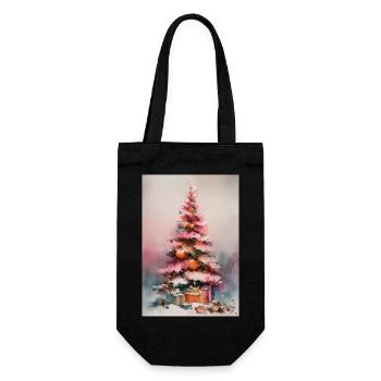 Watercolor pastel Christmas tree - Gift Bag for Bottles - black - Front
