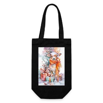 Cerf hivernal aquarelle avec cadeaux - Sac à bouteille - noir - Devant