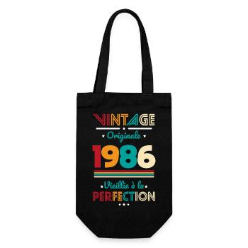 1986 – Vintage – Aged to perfection - Gift Bag for Bottles - black - Front