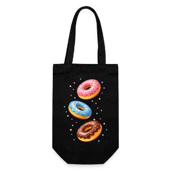 Bunte Donuts Illustration Set   - Geschenkbeutel für Flaschen - Schwarz - Vorne