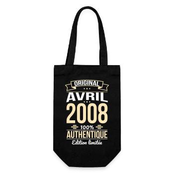 18. Geburtstag – Original – April 2008 - Geschenkbeutel für Flaschen - Schwarz - Vorne
