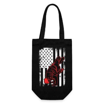 USA Flagge Patriotischer Break Dancer - Geschenkbeutel für Flaschen - Schwarz - Vorne