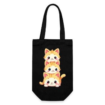 Trio de chatons empilés - Sac à bouteille - noir - Devant