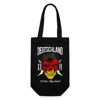 DEUTSCHLAND Fußball Fan Totenkopf Flagge - Geschenkbeutel für Flaschen - Schwarz - Vorne