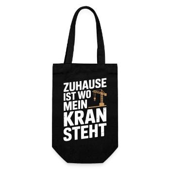  Zuhause Ist Wo Mein Kran Steht Kranfahrer Baukran - Geschenkbeutel für Flaschen - Schwarz - Vorne