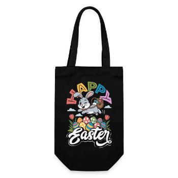 Frohe Ostern Süßer Osterhase Eiersuche Ostereier - Geschenkbeutel für Flaschen - Schwarz - Vorne